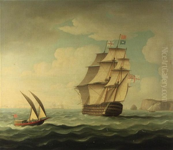 Hms Hibernia: 120 Guns Off The Coast - view 1