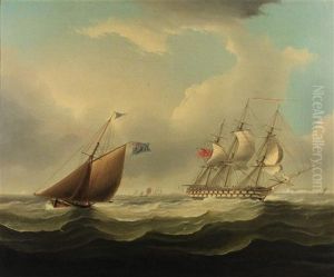 Harbor Scene With British Frigate by Thomas Buttersworth