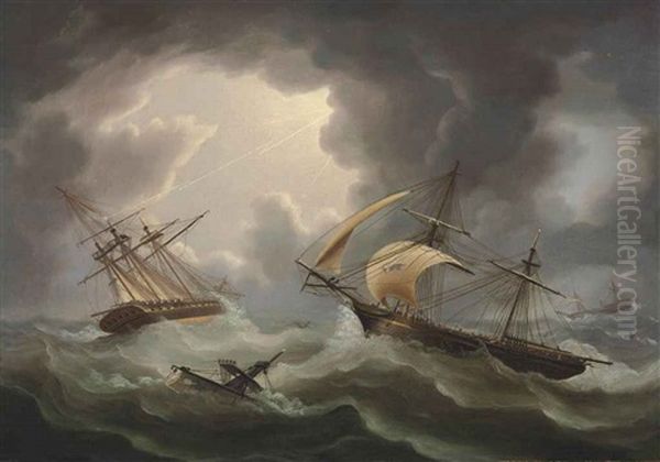 Loss Of "h.m.s.s Blenheim" And "java" In A Hurricane Off Rodriguez; The Brig "harrier" Escaping, February - view 1