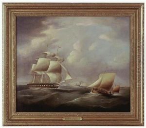 An English Frigate And Deal Galley Punt Off The South Foreland by Thomas Buttersworth