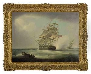 A British Frigate Stopping To Rescue A Man Overboard Whilst Chasing An American Cutter