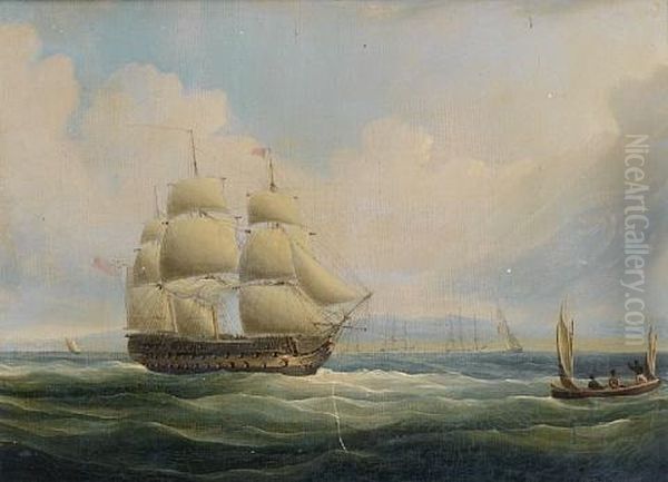 H.m.s. Blake, 74-guns, Leaving Port Royal, Jamaica - view 1