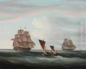 A Frigate And Man O'war Of The Channel Squadron by Thomas Buttersworth