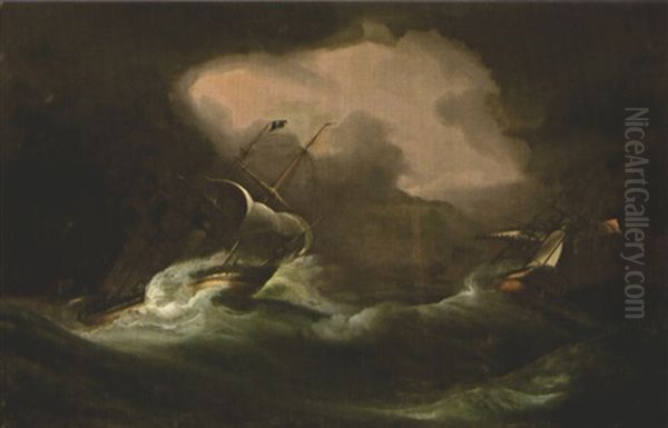 Pirate Ship And Prey In A Stormy Sea - view 1