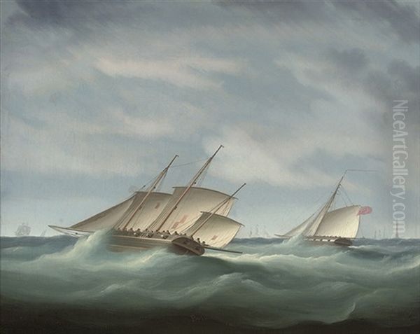 An Armed Cutter And An Armed Lugger Reefed Down - view 1