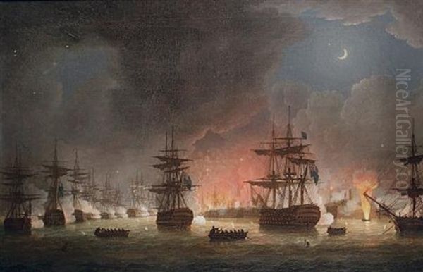 Lord Exmouth's Attack On Algiers By Night, 27th. August 1816 - view 1