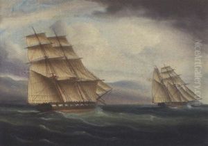British Man-of-war Chasing A French Man-of-war