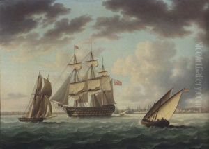Hms "queen Charlotte," 110 Guns, Bearing The Flag Of Vice Admiral Keith, Anchored In Cadiz Bay