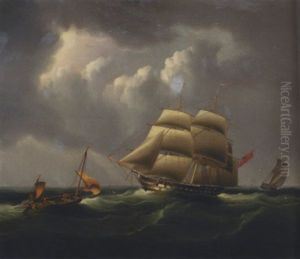 British Cutter And Frigate At Sea by Thomas Buttersworth