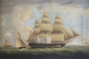 The East Indiaman "earl Balcarres" Homeward Bound In The English Channel by Thomas Buttersworth