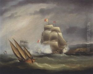 Sea Battle In The Mediterranean by Thomas Buttersworth