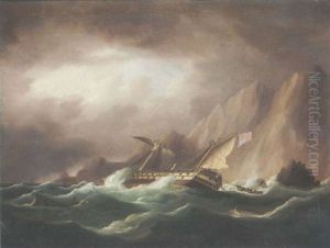The Wreck Of A British Third Rate, With Rescue At Hand by Thomas Buttersworth