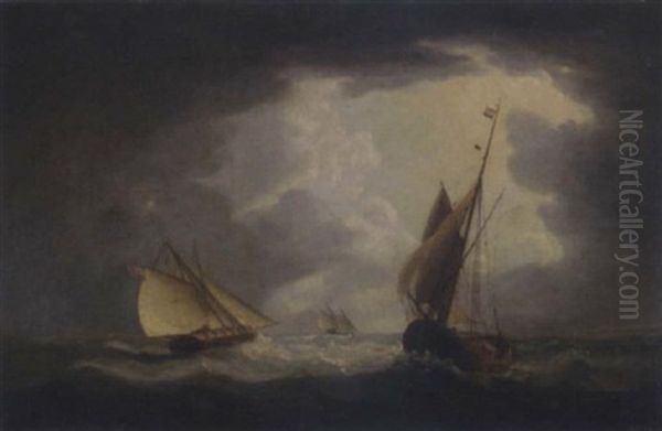 A British Gunboat Chasing "paul Jones" - view 1