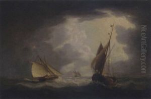A British Gunboat Chasing "paul Jones" by Thomas Buttersworth