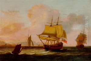 A Two-decker Crowded With Troops And An Armed Cutter Off Dover by Thomas Buttersworth
