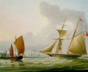 A Schooner And Other Shipping by Thomas Buttersworth