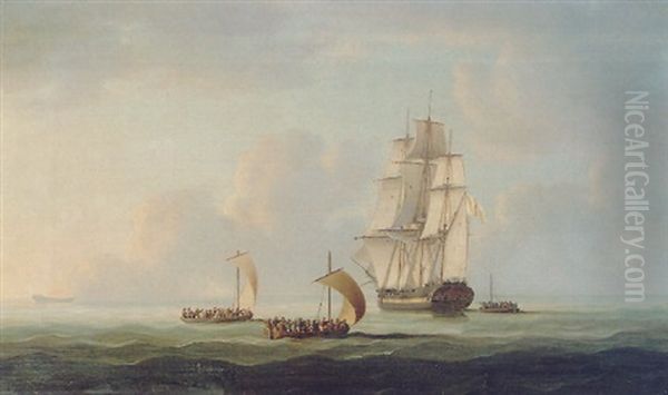 A Merchantman Taking On Board Survivors From A Burning Ship - view 1