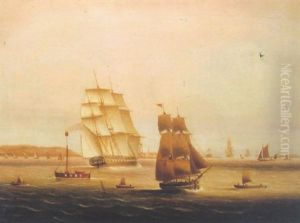 A Panorama Of The Anchorage At The "nore" by Thomas Buttersworth