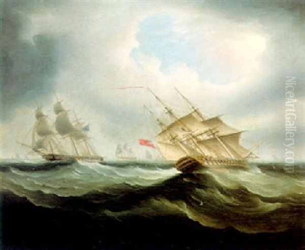 British Men Of War At Sea - view 1