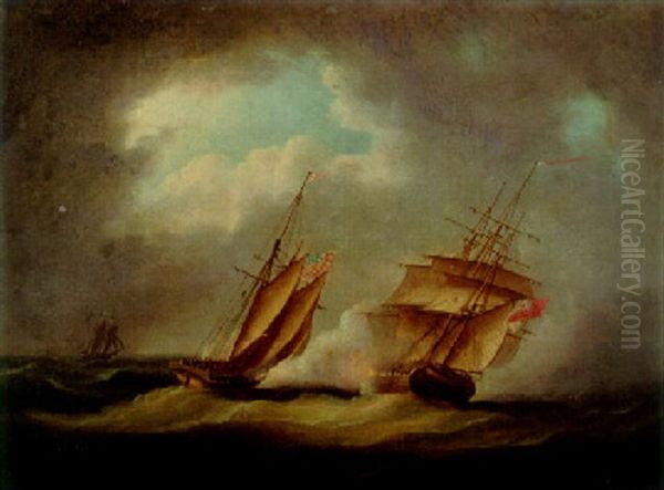 M.m.s.s. "hermes" & "belle Poule" Capturing The American Schooner "gypsy" - view 1