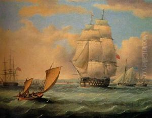 Euryalus, Thunderer And Ajax Leaving Plymouth On The Way To Cadiz And The Battle Of Trafalgar