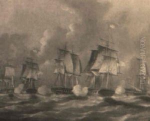 Engagement Between British And American Warships by Thomas Buttersworth