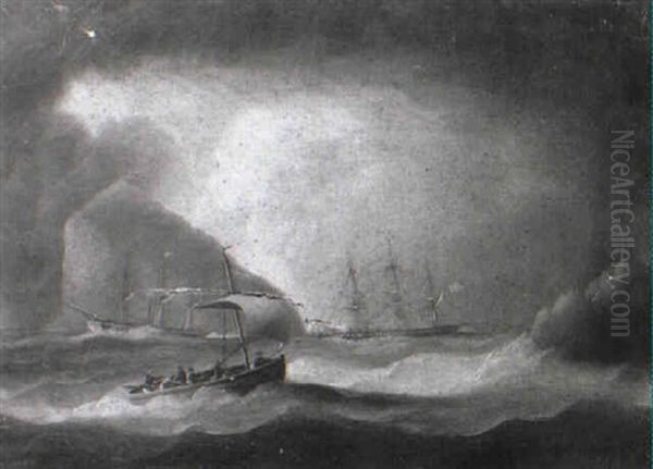 George Iv Passing The Bass Rock Near Firth - view 1