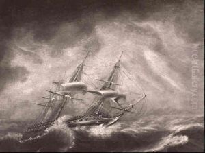 Frigate Riding Out A Storm by Thomas Buttersworth
