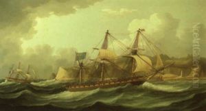 H.m.s. Minerve Entering The Tagus With A French Prizae