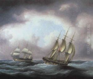 British Men-o'-war In A Swell by Thomas Buttersworth