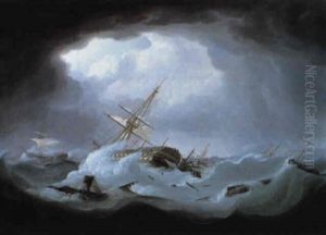 The Armed Storeship 'britannia' Aground On The Kentish Knock by Thomas Buttersworth