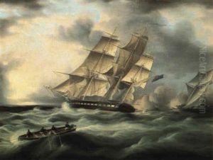 British Frigate Engaging A French Schooner
