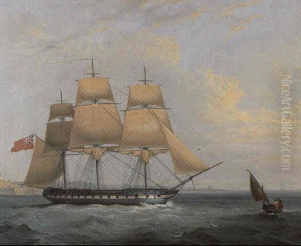 A Royal Navy Frigate Coming Out Of Valletta - view 1