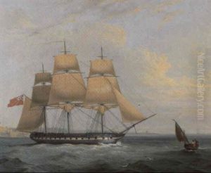 A Royal Navy Frigate Coming Out Of Valletta