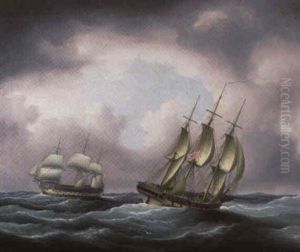 British Men-o-war In A Swell by Thomas Buttersworth