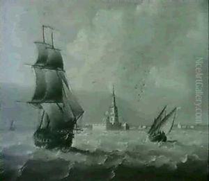 Shipping Off The Coast  Shipping In Rough Seas Off The Coast by Thomas Buttersworth