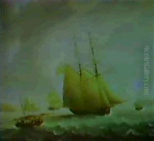 His Majesty's Ships Off The Tower Of Belem by Thomas Buttersworth