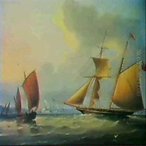 A Schooner And Other Shipping With The Tower Of Babel And   Lisbon Beyond