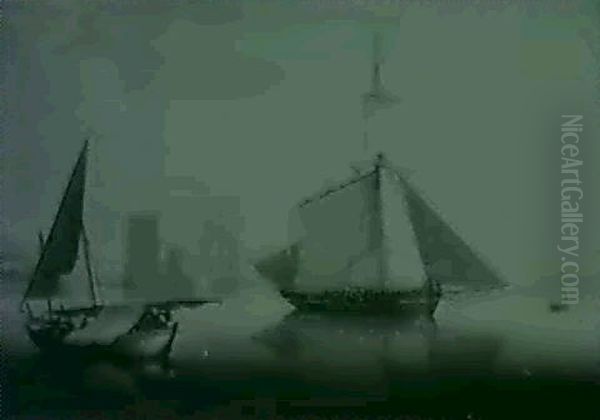 Shipping Becalmed Off Fort Belem - view 1