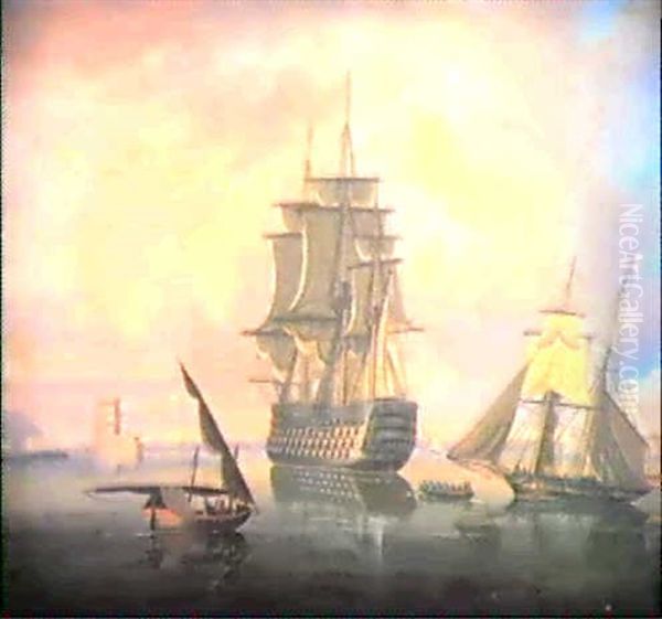 Shipping In A Calm Off A Fort - view 1