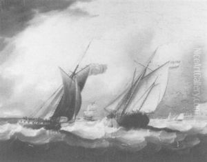 A Coastguard Cutter Chasing A Dutch Pink Off Dover by Thomas Buttersworth