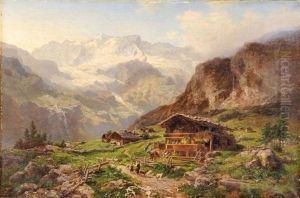 Gimmelwald Et La Jungfrau by Joseph Nikolaus Buettler