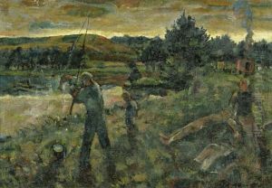 Angler In Der Morgendammerung by Erich Buettner