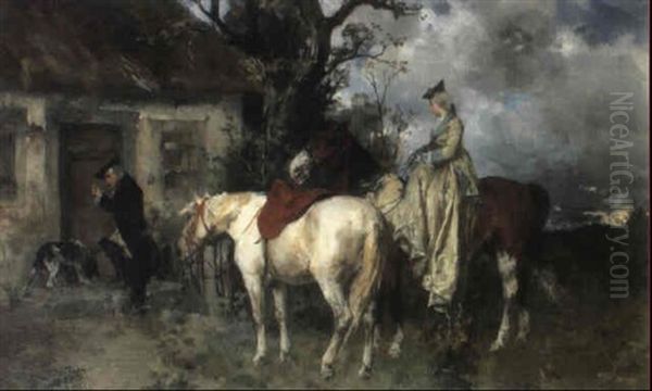 Riders Before A Cottage - view 1