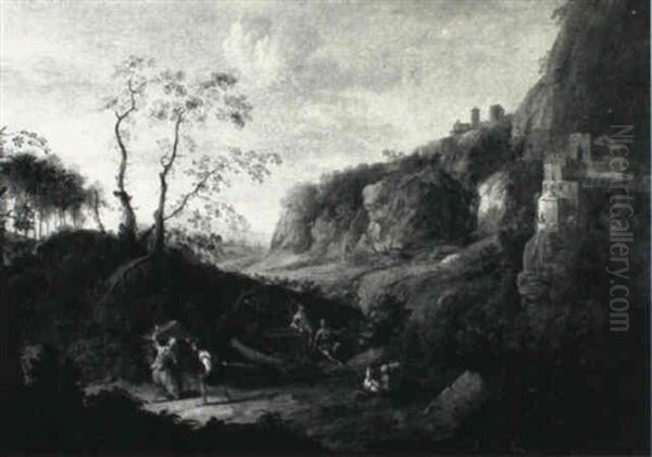 Classical Landscape With Figures Near A Fortress - view 1