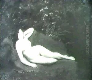 Jeune Femme Nue Allongee Dans Un Paysage by Eugene Ferdinand Buttura