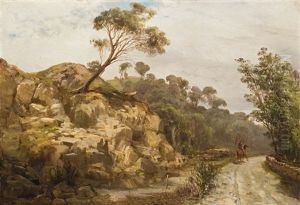 Hillside Country Road With Horseman by Abraham Louis Buvelot