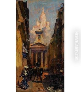 Notre-dame De Lorette Et Le Sacre-coeur, Paris by Boleslas (Boleslaw) Buyko