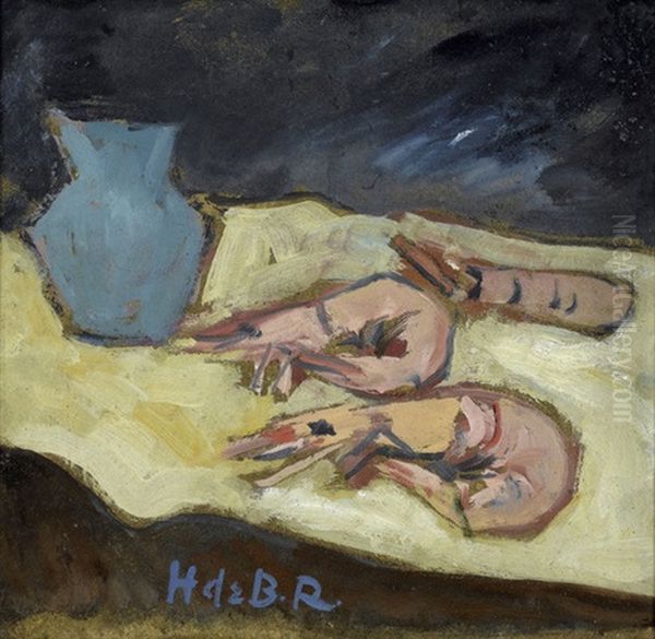 Stillleben Mit Crevetten Und Blauem Krug - view 1
