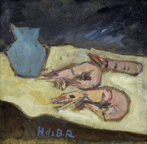 Stillleben Mit Crevetten Und Blauem Krug Stillleben Mit Crevetten Und Blauem Krug